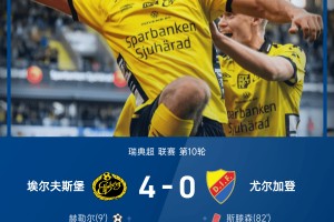 ⚽瑞典超战报：赫勒尔戴帽，泽内利建功，埃尔夫斯堡4-0大胜十人尤尔加登